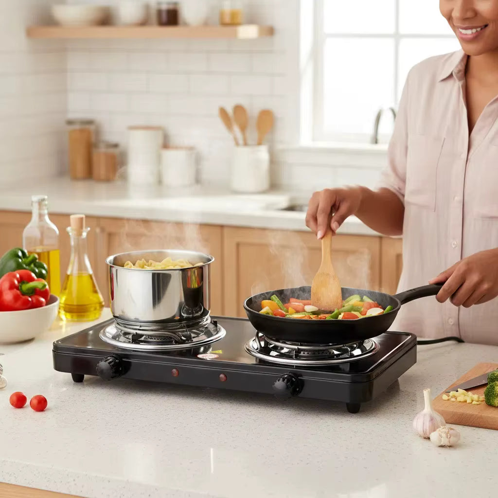 Cuisinier Électrique Double Plaque Portable – Cuisine Rapide Sans Gaz ⚡