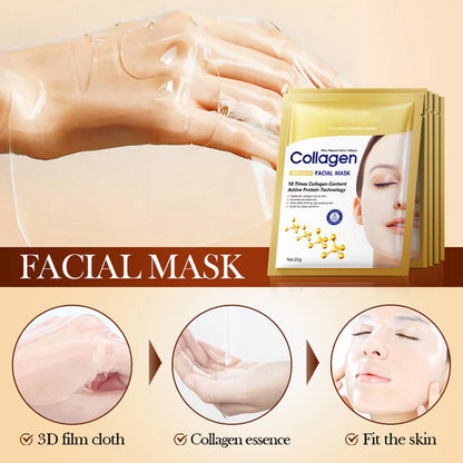 MASQUE VISAGE AU COLLAGÈNE – HYDRATATION & ANTI-RIDES (Pack de 10)