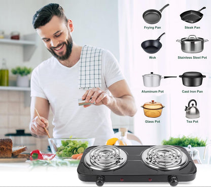 Cuisinier Électrique Double Plaque Portable – Cuisine Rapide Sans Gaz ⚡