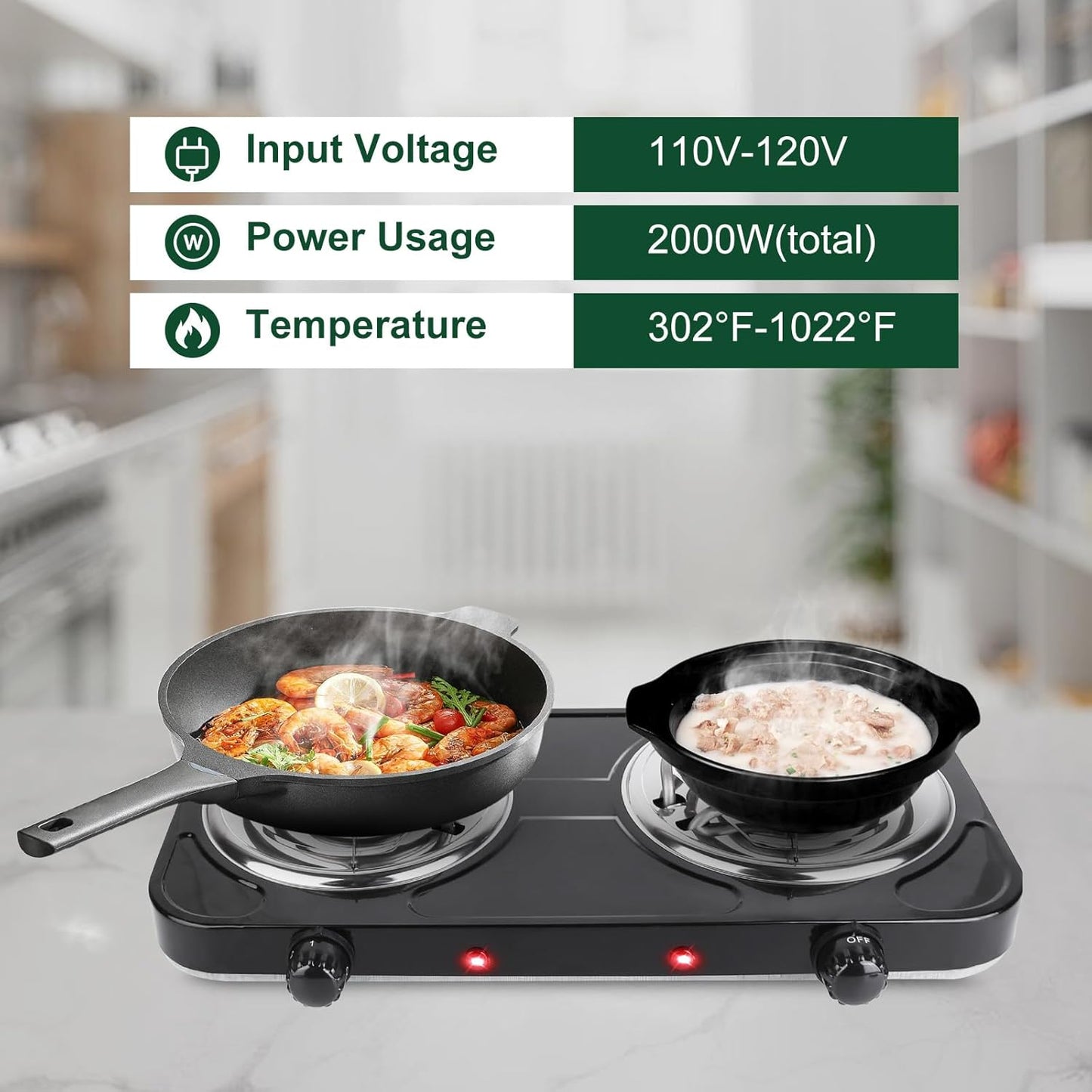 Cuisinier Électrique Double Plaque Portable – Cuisine Rapide Sans Gaz ⚡
