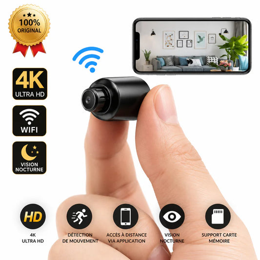 Mini Caméra WiFi 4K Ultra Discrète – Surveillance à Distance 24h/24