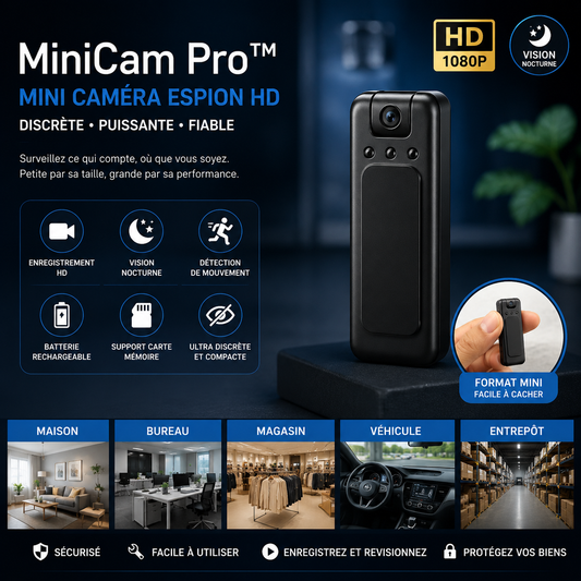 MiniCam Pro™ – Caméra Espion HD Ultra Discrète